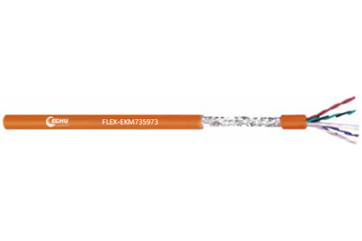 耐弯曲柔性铜网双绞屏蔽聚氨酯护套拖链电缆 FLEX-EKM735973